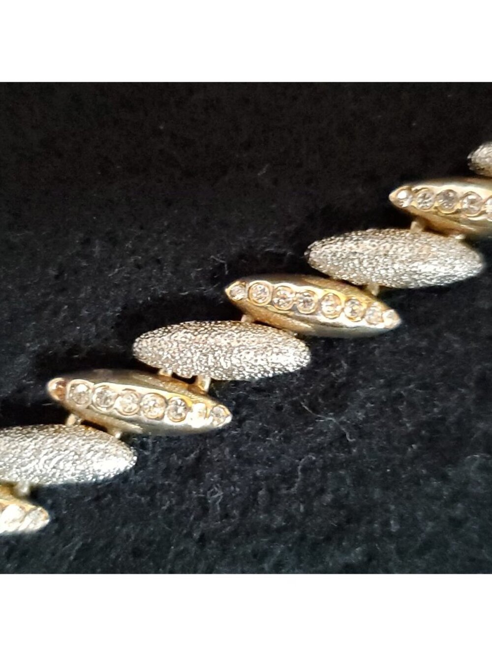 Vintage Landau Bracelet Gold Silver Tone Rhinestone Links 7"